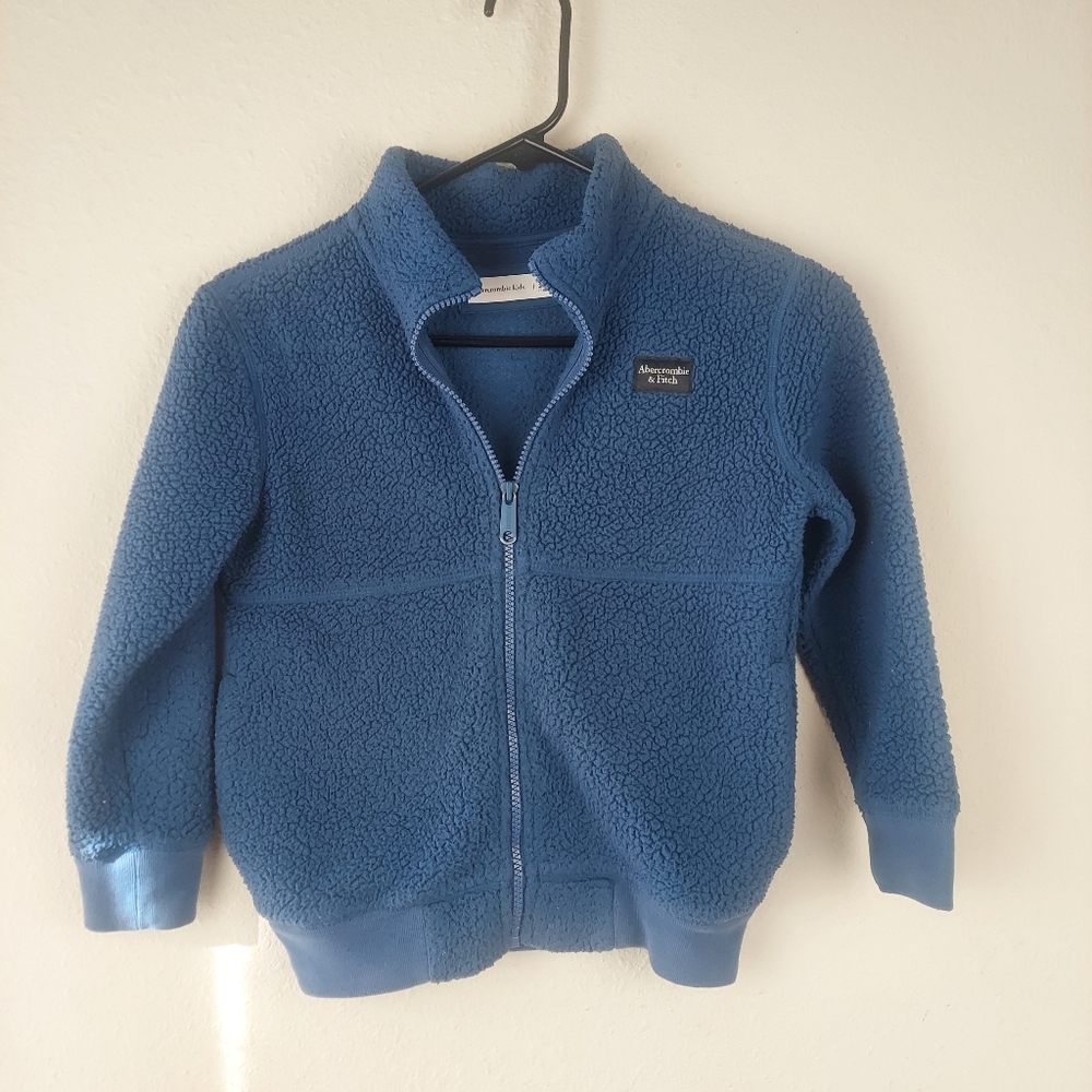 Abercrombie Kids Full Zip Jacket Boys 5/6 Cozy Sherpa Blue Fleece Jacket